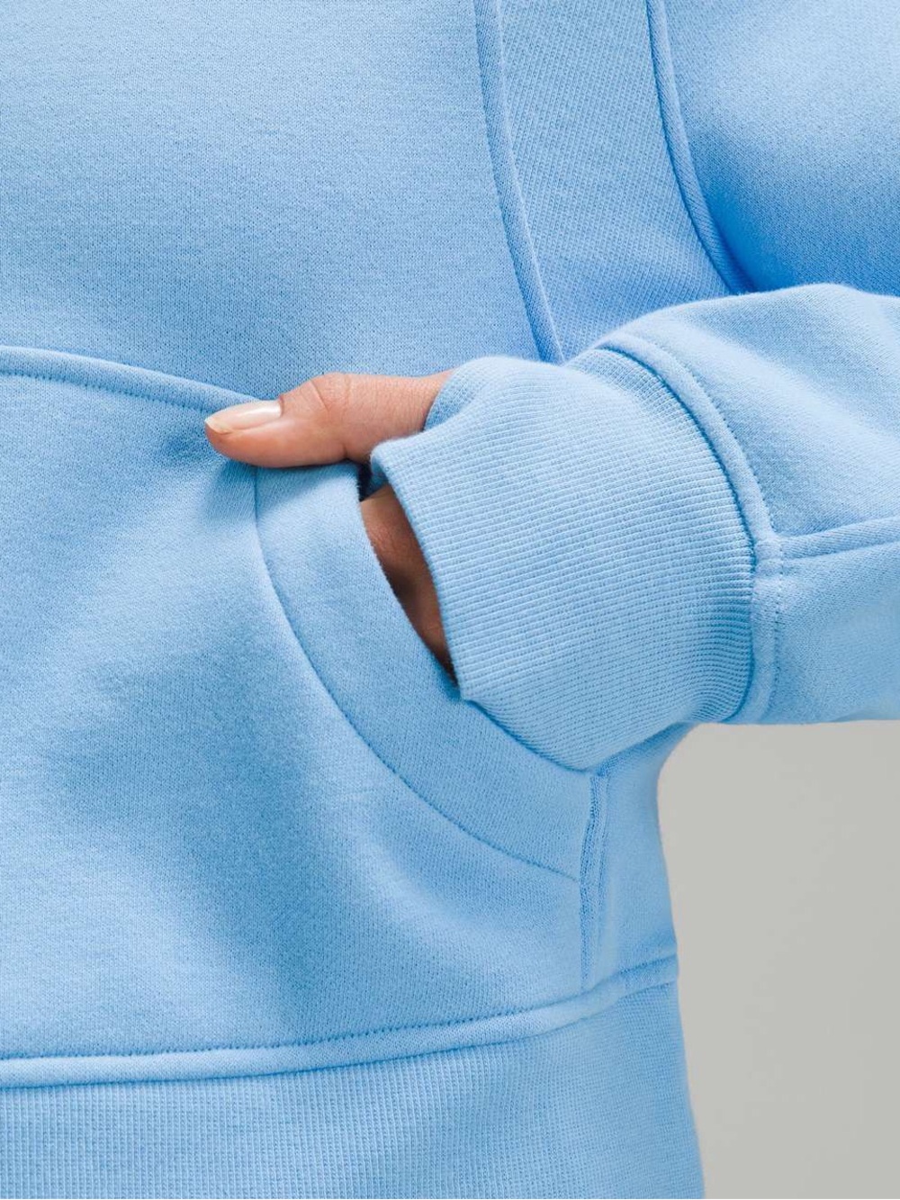 Lululemon Cropped Scuba Blue Funnel Neck Oversized Sweatshirt Pullover - Picture 3 of 17